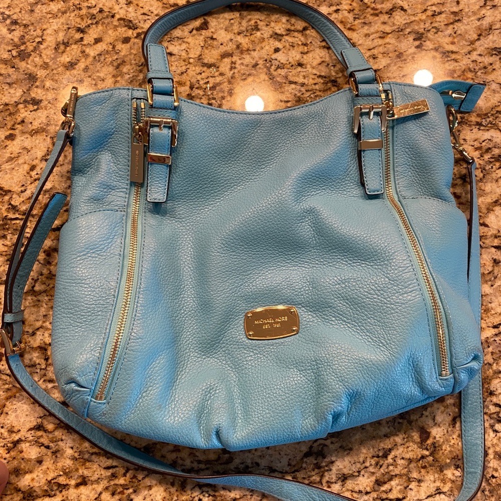 Michael Kors Turquoise Leather Crossbody Handbag